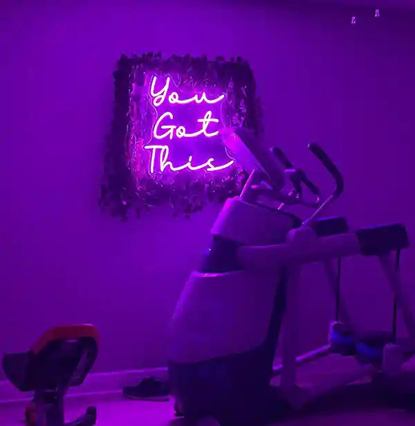 Image of neon sign for review: Everything was amazing! Thank you so much!